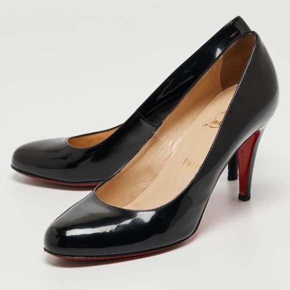 Christian Louboutin Black Patent Leather Simple Pumps - Picture 1 of 10